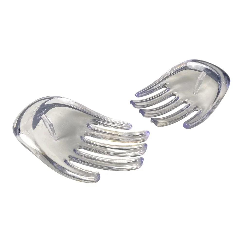 J.S.N.Y Clear Lucite Hand Shaped‎ Salad Servers Set of 2 Vintage Style F72Q